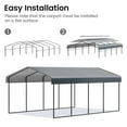 thumbnail image 6 of Zolyndo Heavy Duty 12x20FT Metal Carport with Galvanized Steel Roof, Outdoor Car Shelter Garage Canopy for Cars, Trucks, Boats, Dark Gray, 6 of 9