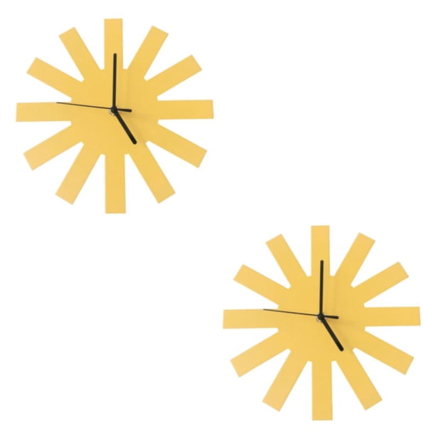 Reloj de pared Kearding Colgante Decoración de la habitación Accesorios para El Hogar Mano de obra fina Hogar DIY Prop Ahorro Amarillo 2Conjunto