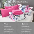 thumbnail image 6 of Davulos Queen Comforter Set, 7 Pieces Pink Floral Comforter Set with Sheets for Queen Size Bed, Leaf Pattern Queen Bedding Set, Soft Lightweight Microfiber Bed in a Bag for All Seasons, 6 of 7