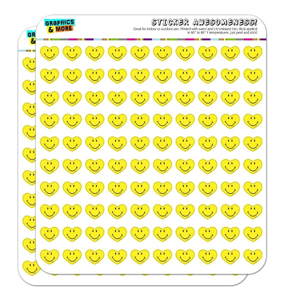 Smiley Smile Happy Yellow Face 1/2" (0.5") Heart Shaped Planner ...
