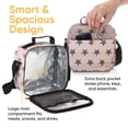thumbnail image 6 of Superio Insulated Lunch Bag, Thermal Lined Lunch Box for Work & Travel, Waterproof Reusable Lunch Tote with Adjustable Strap & Front Pocket, Pink Stars, 6 of 8