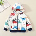 thumbnail image 2 of Zanarzt Baby Wearing Jacket Baby and Toddler Boys Long Sleeve Full Zip Dinosaur Hoodies Infant Fleece Hooded Sweatshirts Jacket with Pockets White,1-2 Years, 2 of 5