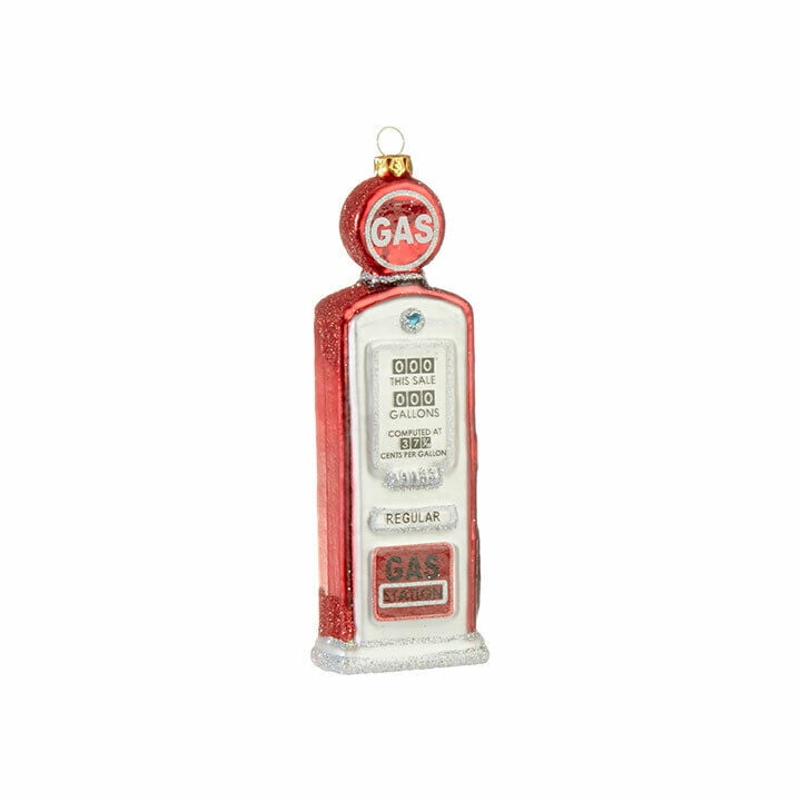 Large Glass RETRO GAS PUMP Christmas Ornament, by Raz
