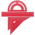 thumbnail image 1 of KAKOWELY 1 Set of 4PCS DIY Metal Ruler Sturdy Office Metal Ruler Ruler Stationery Set Triangular Plate Protractor Testing Ruler for Pupils Students Red,6.3"X0.94"X0.08", 1 of 4