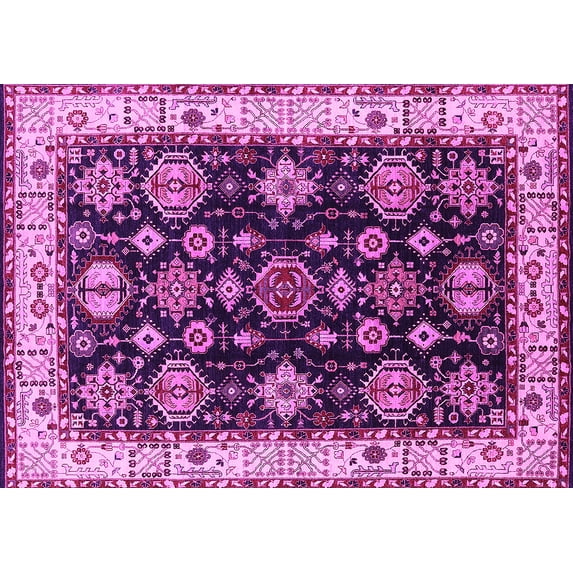 Ahgly Company Indoor Rectangle Oriental Pink Industrial Area Rugs, 8' x 10'