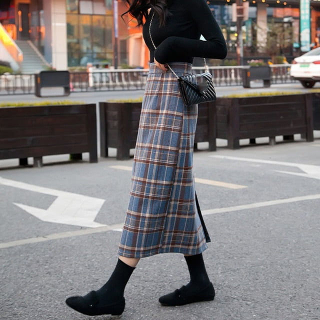 Checkered top skirt winter