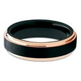 thumbnail image 3 of Silly Kings 6mm Tungsten Carbide Wedding Ring Black Brushed Finish Rose Gold Stepped Edge Unisex Band 10.5, 3 of 4