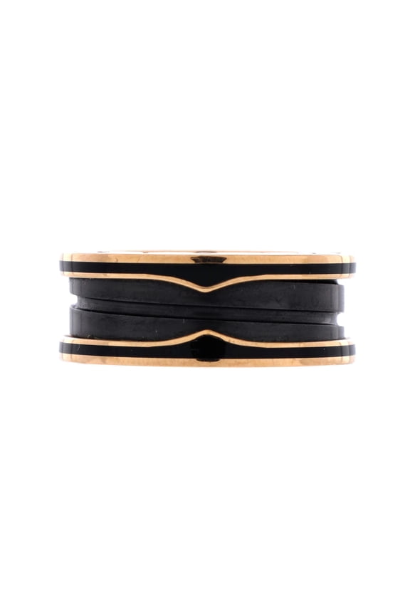 Pre-Owned B.Zero1 Two Band Ring 18K Rose Gold and Matte Ceramic By Rebag