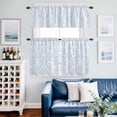 thumbnail image 2 of Blue Boho Floral Kitchen Curtains Sets for Windows 36 Inch Length, Farmhouse Middle Century Flowers Rod Pocket Window Treatments Tier Curtains and Valances Set for Bedroom/Bathroom, 2 of 8