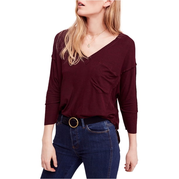Free People - Playera básica Golden Gate para Mujer, Rojo, XS Free People Camiseta básica