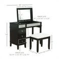 thumbnail image 6 of Linon Eva Wood and Mirrored Vanity Set in Black, 6 of 25