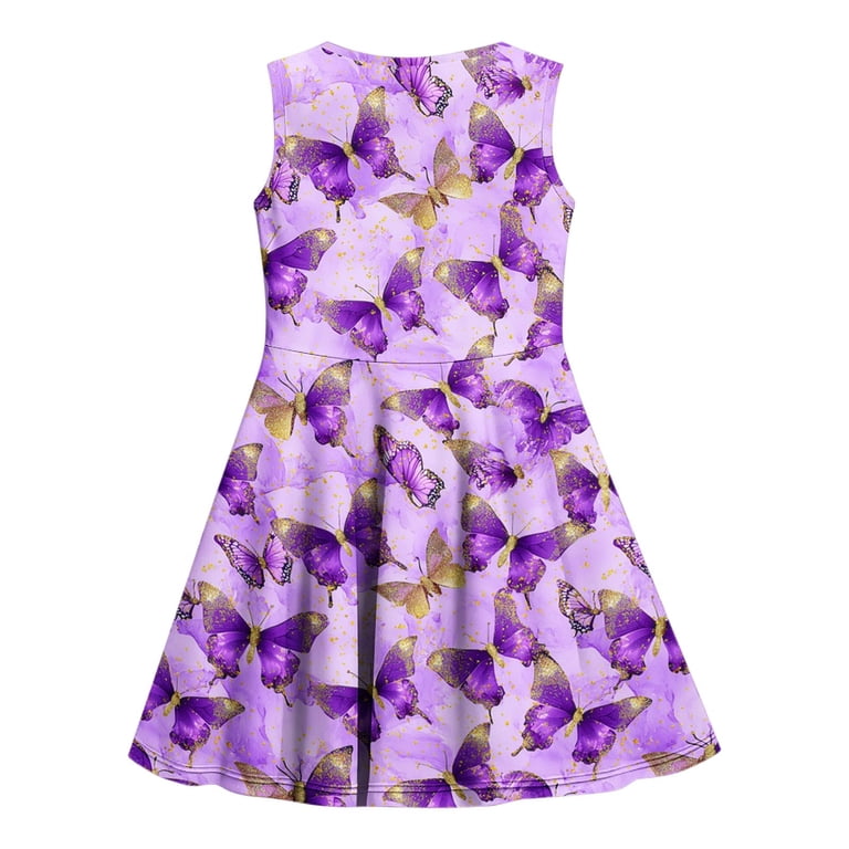 casual dance dresses Juslio Dresses for Girls Dance Dresses Dancewear Crew Neck Sleeveless Casual Dress Size 7 Y, Girl's, Size: 7 Years, Purple