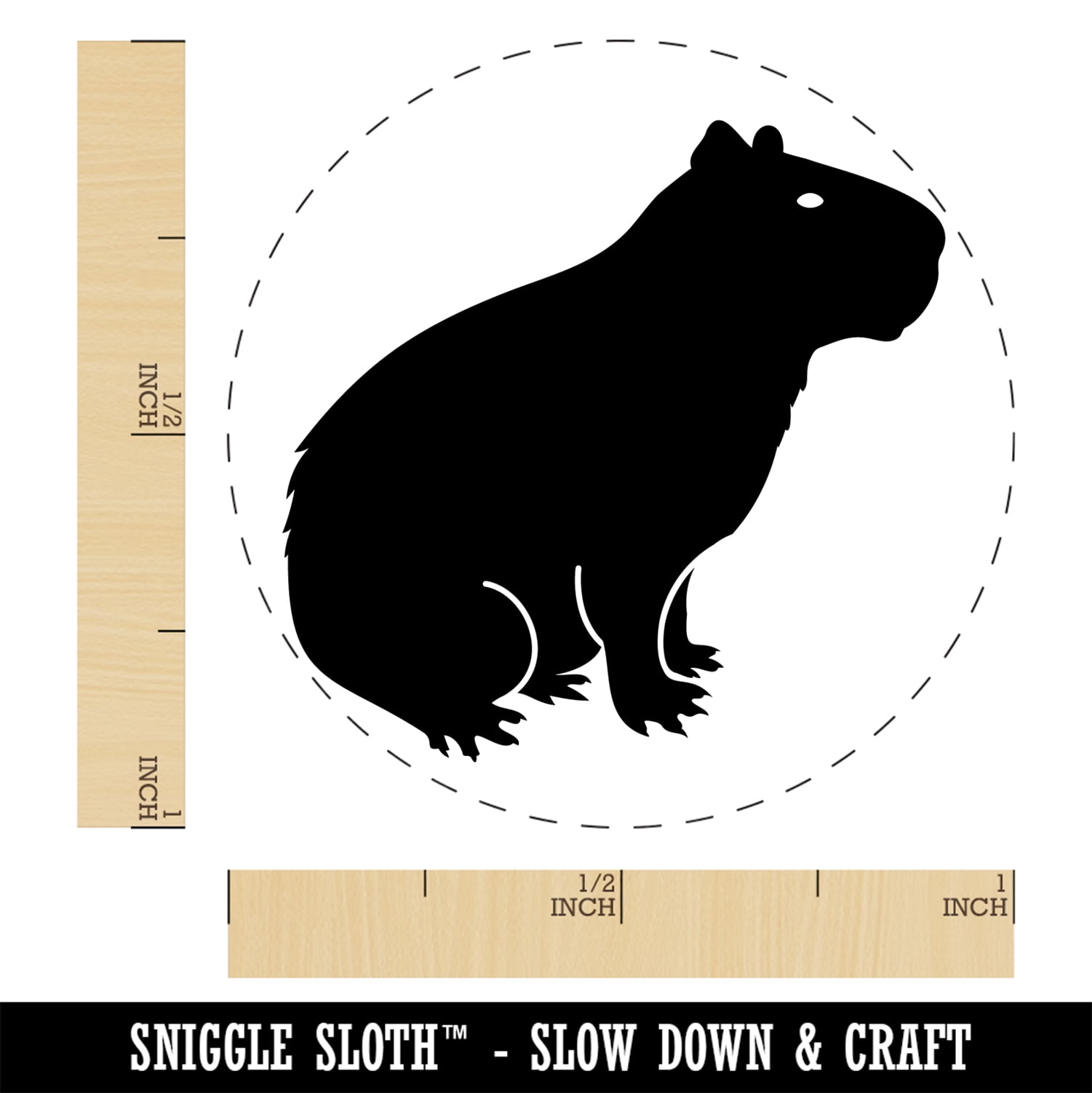 Capybara Rodent Silhouette Self-Inking Rubber Stamp Ink Stamper - Pink Ink - Medium 1 Inch