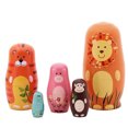 thumbnail image 2 of Muñecas De Anidación 5 uds muñecas rusas de madera trenzadas muñecas Matryoshka tradicionales de dibujos animados, 2 of 8