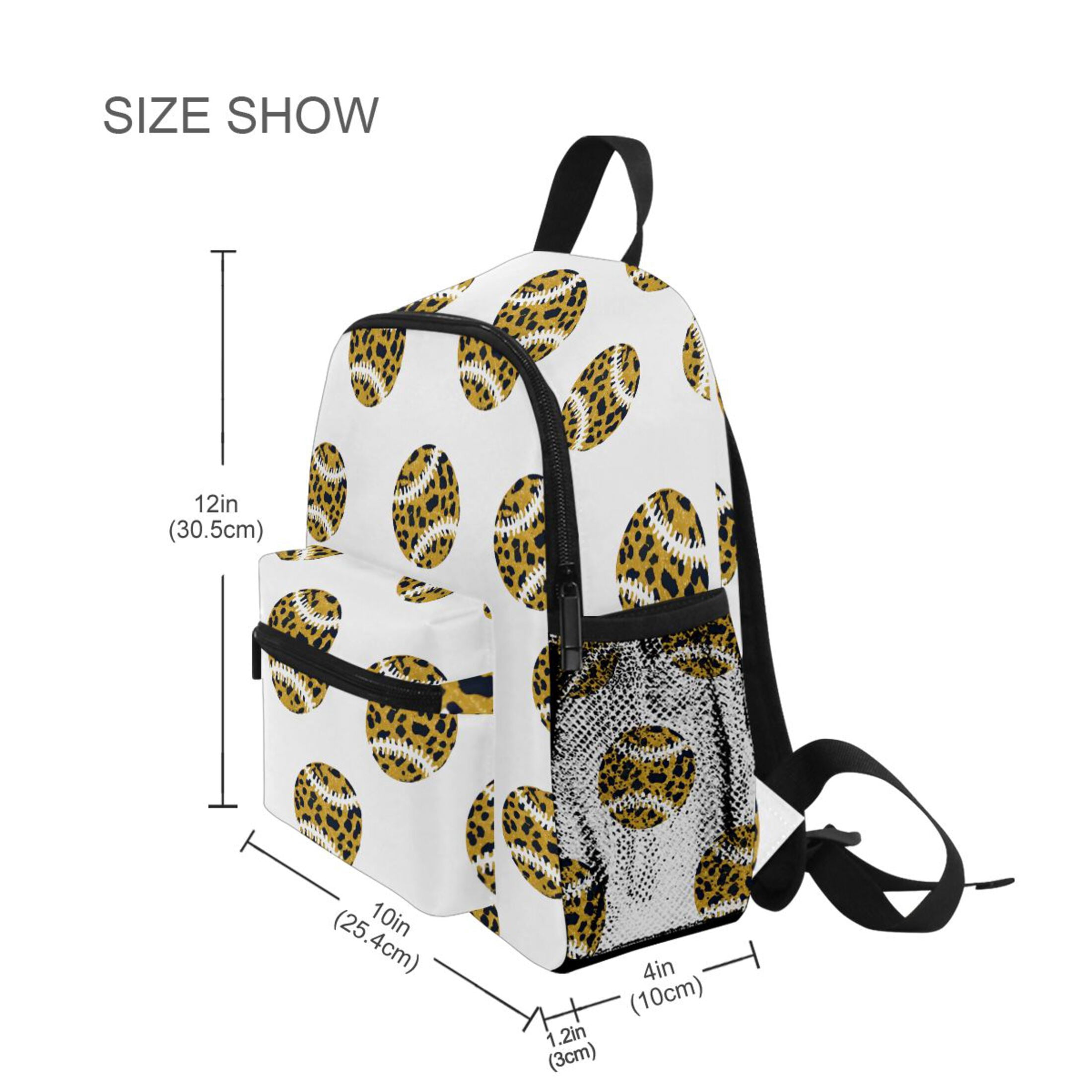 Leopard Baseball Pattern Mini Backpack Cute Small Backpack with Chest Strap and Whistle Ages 3-8