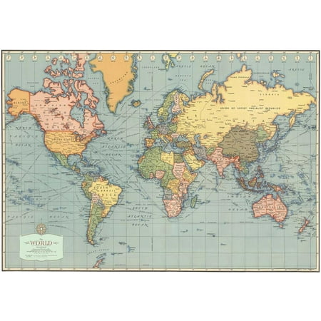 Mondo Moderno Modern World World Map Poster 28x19 5