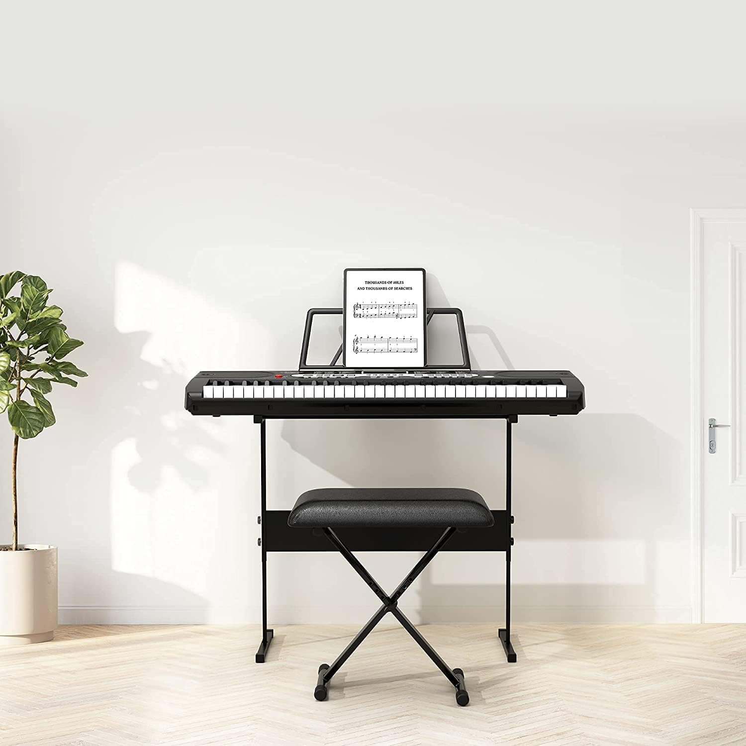 Danolapsi Piano Keyboard,61 Key Keyboard Piano for Beginner/Professional,Portable Keyboard Electric Piano with Microphone and Headphone Mode (Headphones+Mic+Stand+Stool)