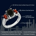 thumbnail image 2 of Gem Stone King 925 Sterling Silver Black Onyx and Red Garnet 3 Stone Ring for Women (2.73 Cttw, Gemstone Birthstone, Available in Size 5, 6, 7, 8, 9), 2 of 6