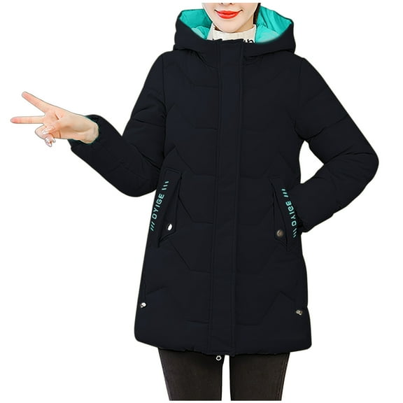 Women Long Thickened Down Puffer Coat Jacket, Maxi Length Long Sleeve Quilted Jackets with Hood, Hooded Padded Coats Warm Winter Outerwear Black 3xl