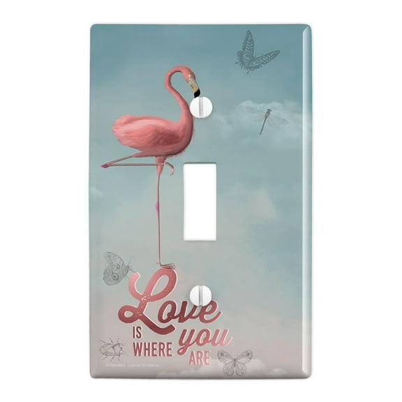 Flamingo Love is Where You Are Plastic Wall Decor Toggle Light Switch Plate Cover