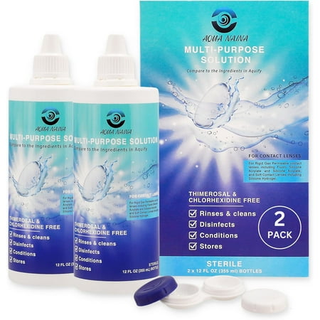 Aqua Naina (2 Pack) 12 Fl Oz - Contact Lens Solution Bulk