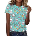 thumbnail image 3 of Yxbdin Womens Easter Tee Shirts Casual Spring Short Sleeve T Shirts Crew Neck Rabbit Graphic Shirts Easter Eggs Print Tops Mint Green XXL, 3 of 6