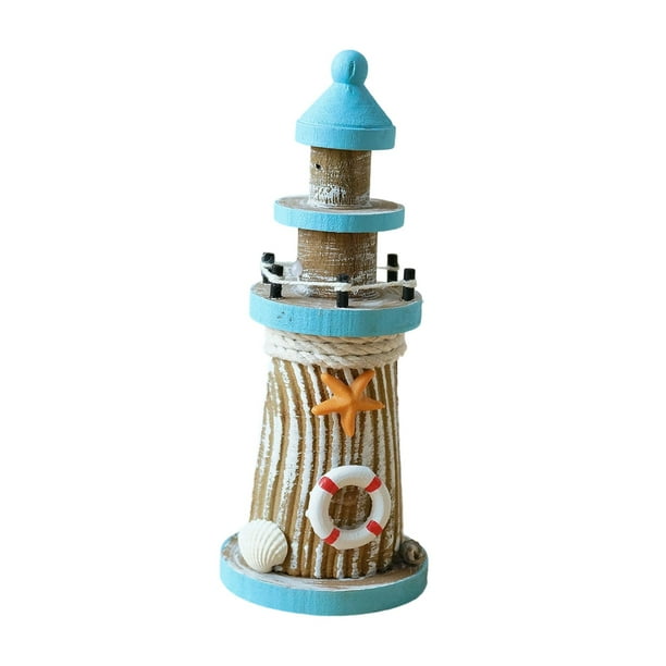 Faro de madera decorativo, figura de faro, diseño vintage, 19 cm Boya salvavidas
