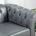 thumbnail image 7 of 84 Inch 3-Seater Sofa, PU Upholstered Living Room Sofa with Button Tufted Backrest and Nailhead Trim Armrest, Modern Long Sofa Couch with Inclined Legs and 660 lbs Weight Capacity, Gray, 7 of 7