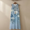 thumbnail image 4 of Xoenoiee Blooms Tree Leaf Print Summer Dresses for Women 2026 Cotton Linen Sleeveless Boho Round Neck A Line Flowy Spring Casual Maxi Dress Beach Vacation Pockets, S, 4 of 7