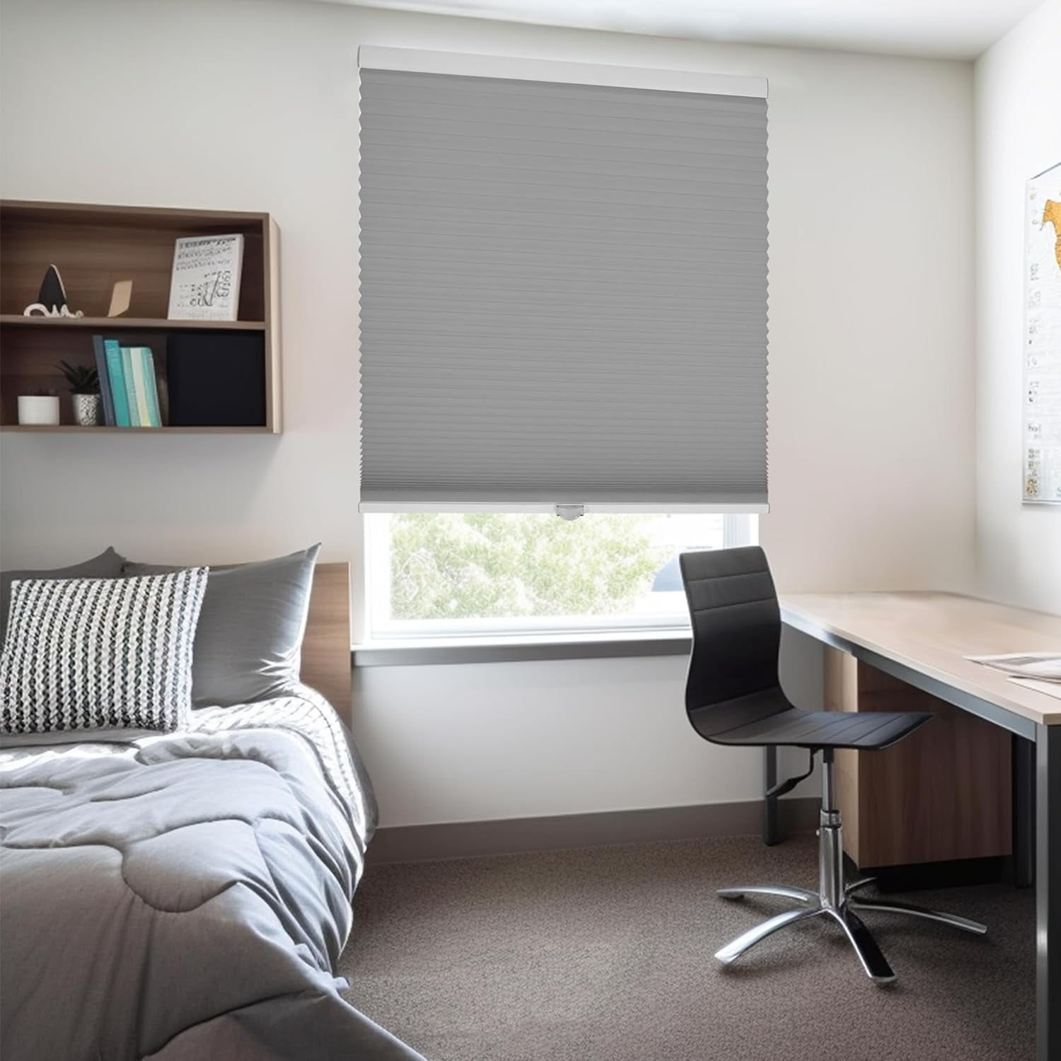 Chicology Grey Cordless Blackout Cellular Shades 60.5 in. W x 48 in. L