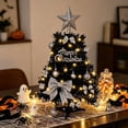 thumbnail image 2 of Tabletop Christmas Tree Mini Black Artificial Christmas Tree with Silver Ornaments Star Topper for Holiday Desk Home Mantel Decoration, 2 of 9