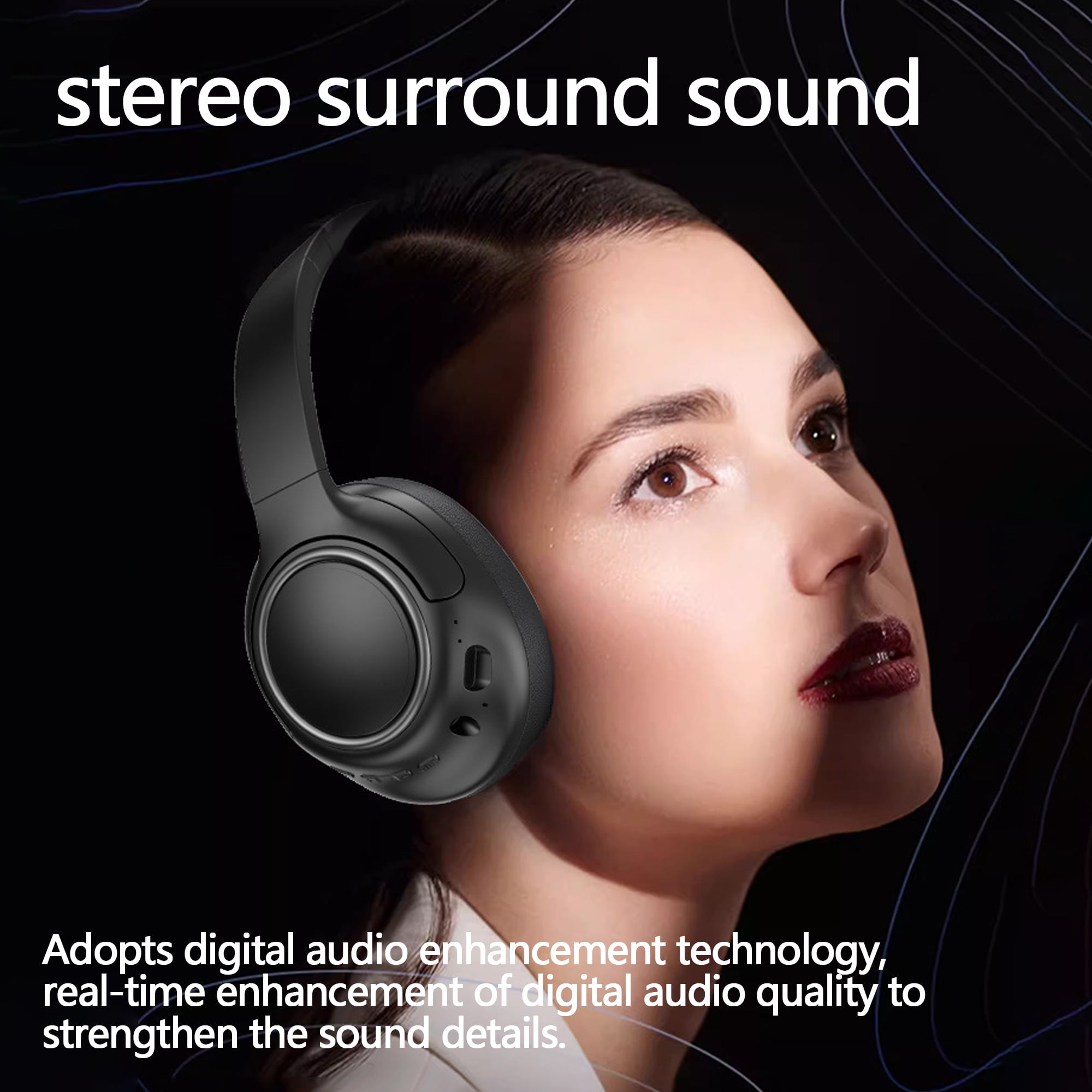 Wireless Headphones with Built-in Microphone, Over-Ear Headset Headphones,Hybrid Active Noise Cancelling Headphones, Comfort Fit Over Ear Headphones for Travel Home Office PC