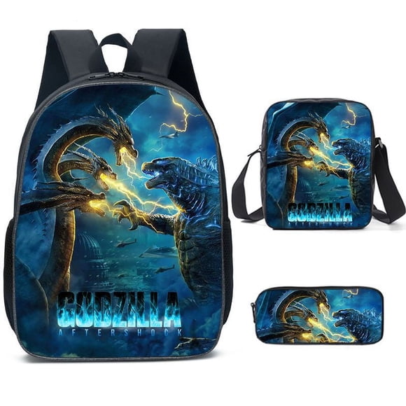 Godzilla Godzilla Backpack Primary And Secondary School Student Backpack Three-Piece Set