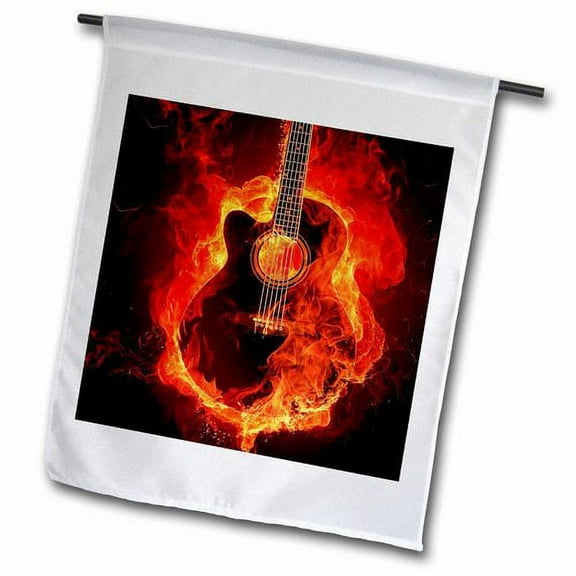 3dRose, Guitar in Fire Style, 12 x 18 inch Garden Flag