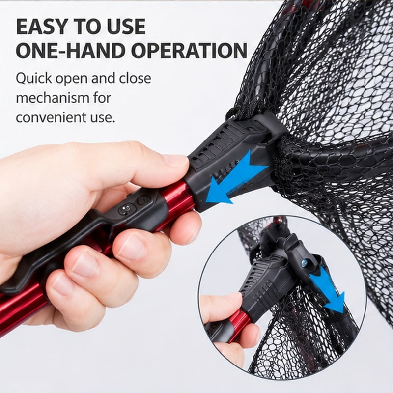 4-Piece Stainless Steel Fishing Tool Kit – Landing Net, Pliers, Fish Gripper & Hook Remover – Compact, Rust-Resistant Design with Red Handles for Kayak, Boat, Freshwater or Saltwater Fishing