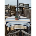 thumbnail image 2 of Outdoor Tablecloths with Umbrella Hole & Zipper, Navy Blue Khaki Striped Round Tablecloth 54 Inch, Farmhouse Stripes Modern Abstract Art Waterproof Table Cloth, Patio/Pool/Picnic Table Covers, 2 of 8