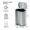thumbnail image 6 of YRLLENSDAN 13 Gallon Kitchen Trash Can with Lid, Bathroom Stainless Steel Trash Can with Foot Pedal and Plastic Inner Bucket Garbage Can Soft Close Dustbin Small Trash Bin for Bedroom Office, 6 of 7