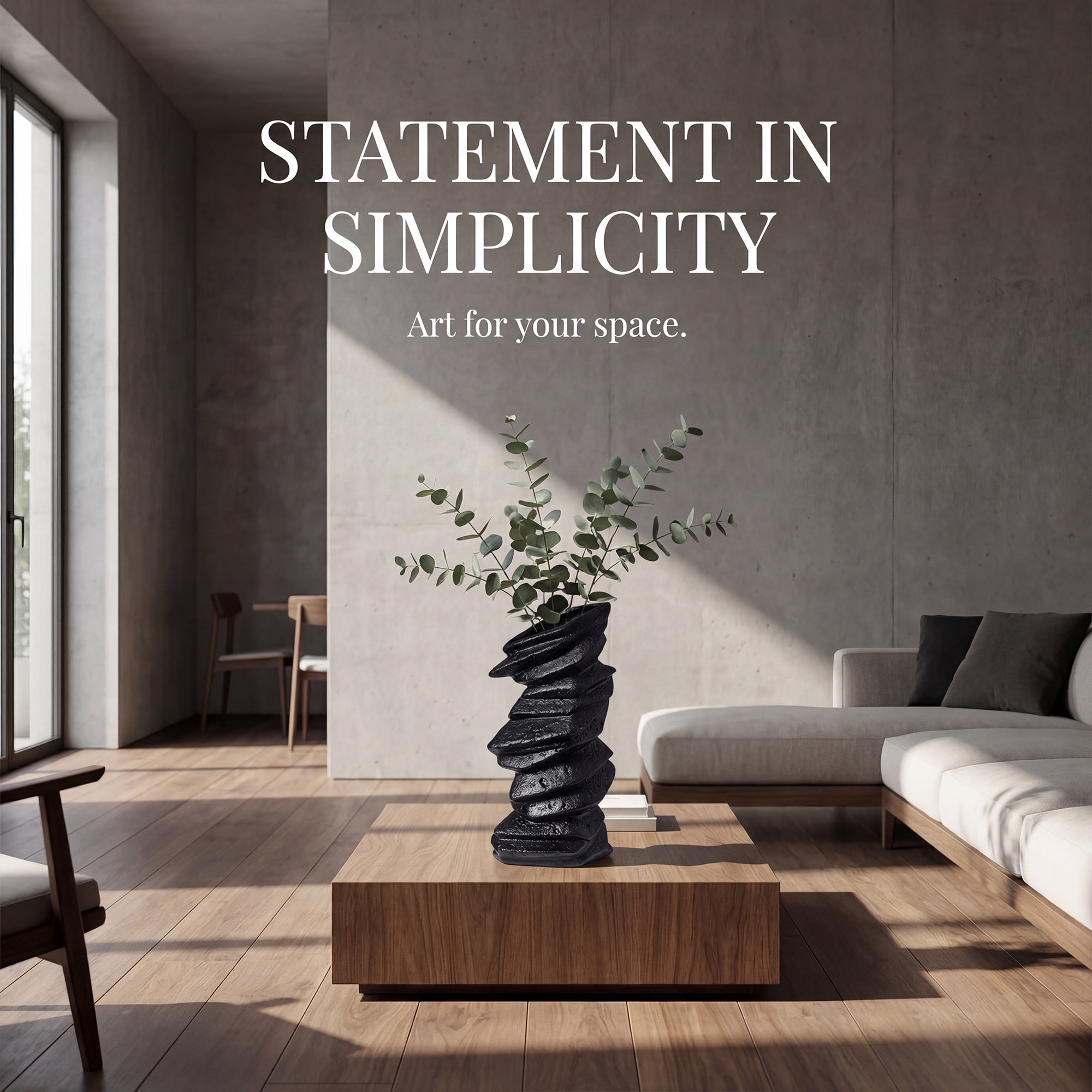 Unique Bargains Modern Ceramic Vase for Home Decor Matte Ribbed Flower Vase Black 4.6