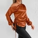 thumbnail image 5 of Tops formales,Blusa de mujer, cuello redondo, manga larga, camisa informal de poliéster, túnica de color liso, versátil para uso diario, sopatenor, 5 of 8