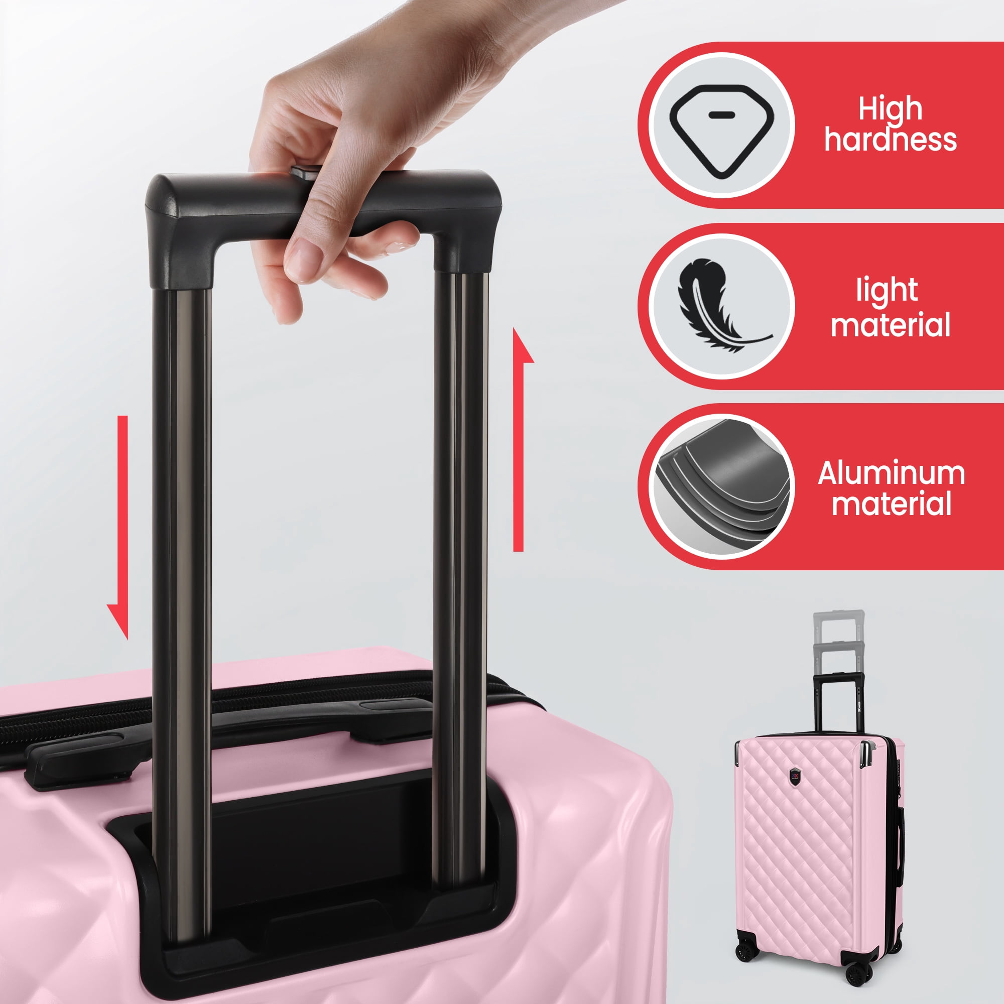 New York Xpress 20" Carry-on Luggage,Expandable Hardshell Spinner Suitcase with TSA Lock, Airplane Approved, Pink - WD576