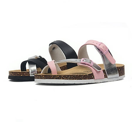 

Women s Double Buckle Cork Sandals Comfortable Casual Flat Slide Shoes shikongkuajing