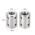 thumbnail image 3 of Shaft Coupling 8mm to 10mm L22xD16 Robot Motor Wheel Rigid Coupler Connector Silver Tone 2 PCS, 3 of 3