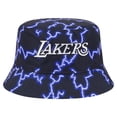 thumbnail image 6 of Men's New Era Black/Light Blue Los Angeles Lakers Summer Sun and Storm Reversible Bucket Hat, 6 of 7