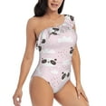 thumbnail image 3 of Gaeub Cute Panda Women's One Shoulder Ruffle Tummy Control Swimwear for Swimming Surfing Beach Party - Large, 3 of 8