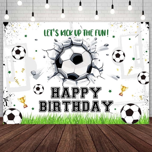 Soccer Birthday Backdrop Lets Kick Up The Fun Photography Background White Soccer Football Theme Field Goal Birthday Party Decorations Banner Photo Booth Props