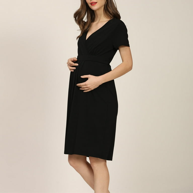 Ffenyan Plus Size Women's Summer Fashion Loose Short Sleeve Nursing Dress with V-Neck - Stylish Solid Color Maternity Dress for Daily Life and Elegant Ffenyan Plus Size Women's Summer Fashion Loose Short Sleeve Nursing Dress with V-Neck - Stylish Solid Color Maternity Dress for Daily Life and Elegant