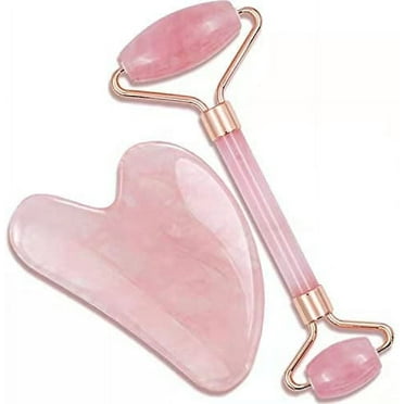 Jade Roller & Gua Sha, Facial Beauty Roller sets, Rose Quartz Massager for Face, Eyes, Neck, Relieve Fine Lines,Wrinkles,and Muscle Relaxing