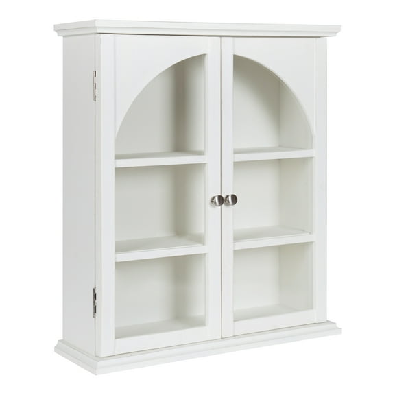 Kate and Laurel Walsted Decorative Wood Arch Cabinet, White 24x8x28