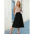 thumbnail image 2 of DARING DIVA Women's Elastic Waist A Line Casual Summer Midi Skirt with Pockets L Black, 2 of 7