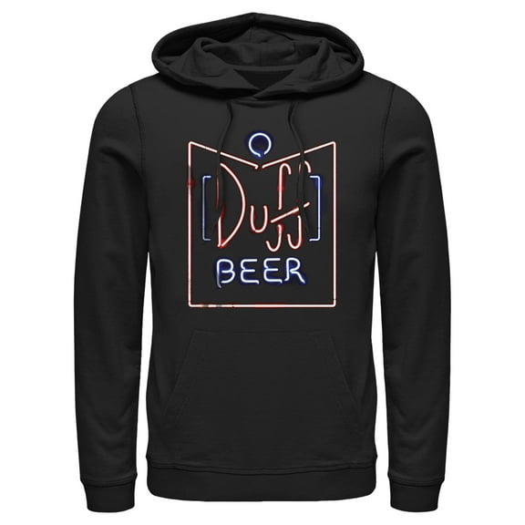 Men's The Simpsons Duff Beer Neon Sign  Pull Over Hoodie Black 3X Large